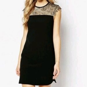 Ted Baker London Lorenne Black Lace Bodice Tunic Dress women's size 0 exposed